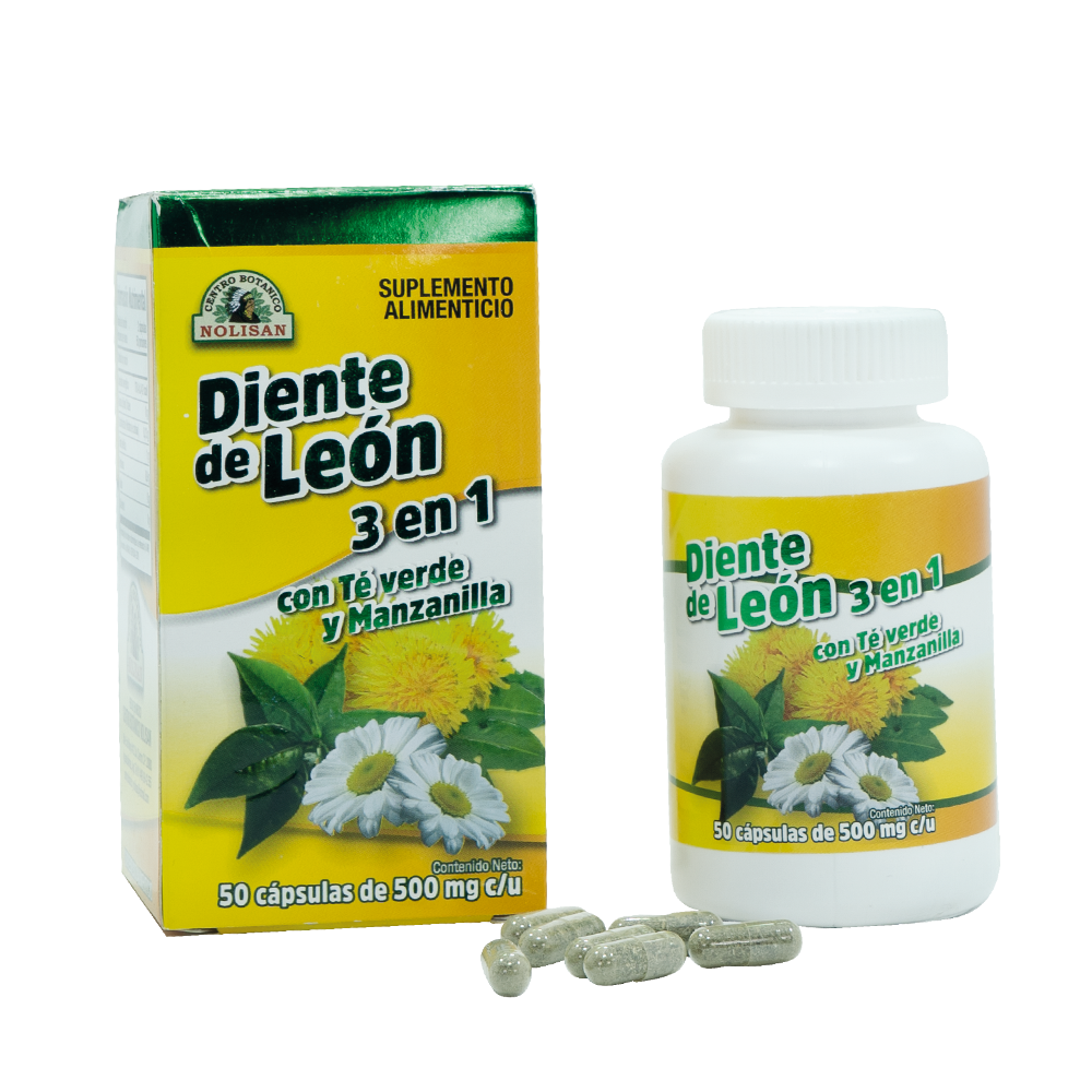 Diente de León con Manzanilla y Té Verde – Suplemento herbolario – 50 cápsulas – Apoyo digestivo y antioxidante natural
