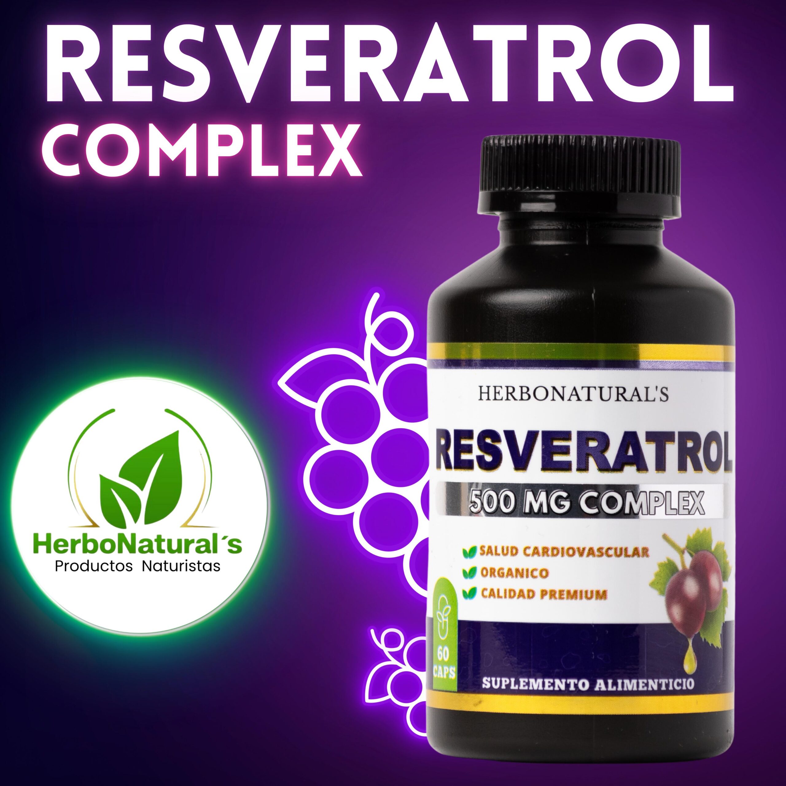 Resveratrol Herbonatural’s – 60 cápsulas - Image 2